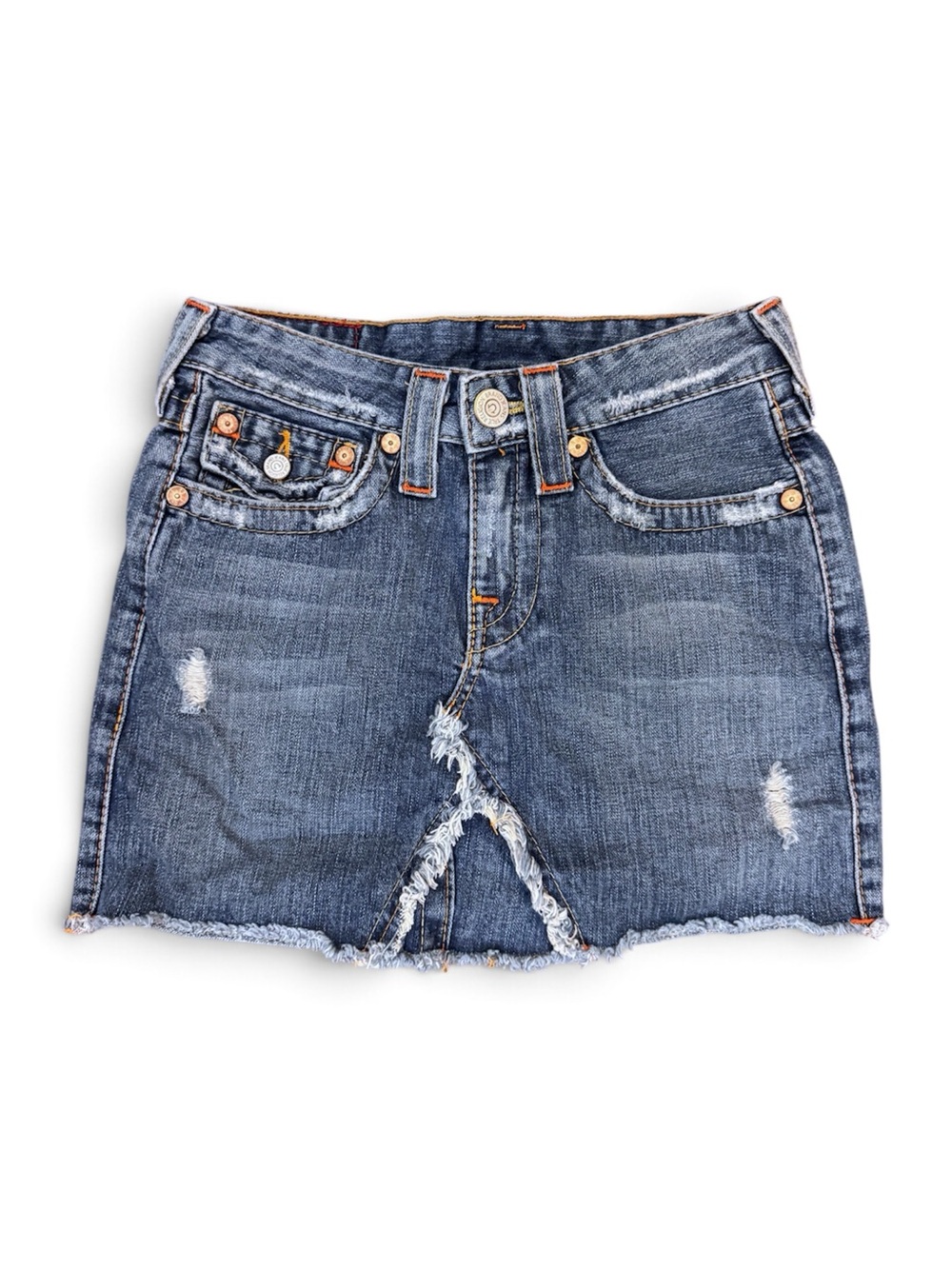 TRUE RELIGION Y2K MINI JEAN SKIRT DISTRESSED 💎🦋